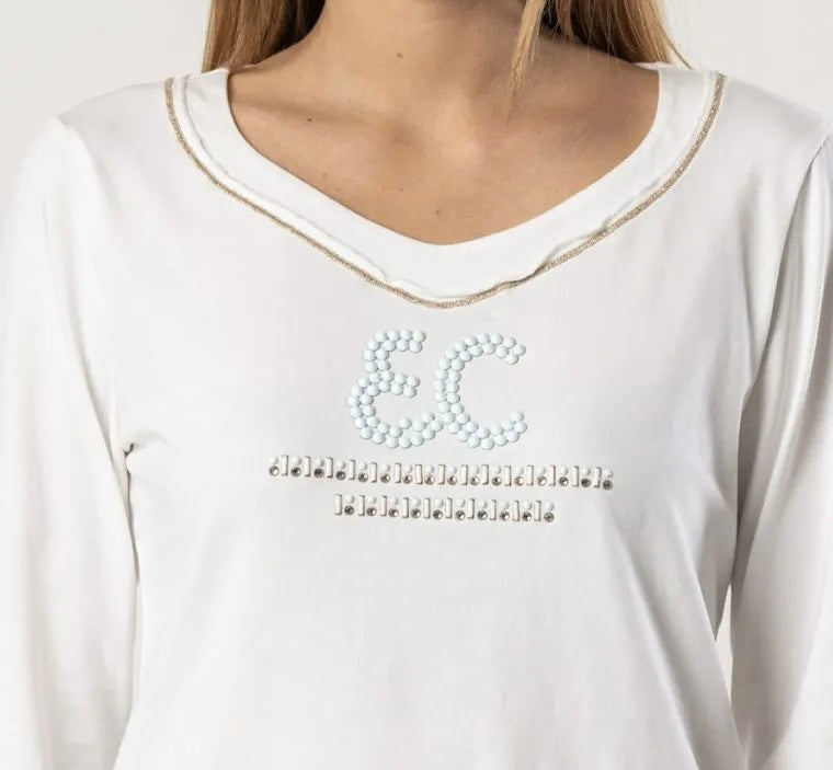 Elisa Cavaletti Designer Top with Light Blue Crystals