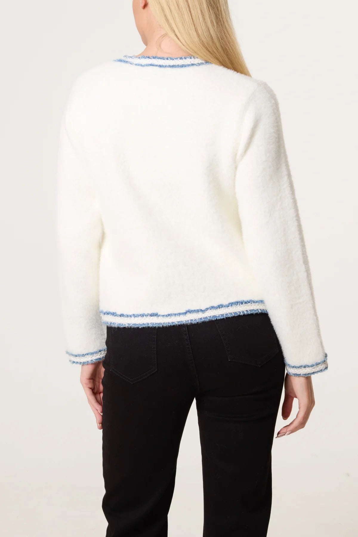 Denim Sparkle Trim Knit Jacket