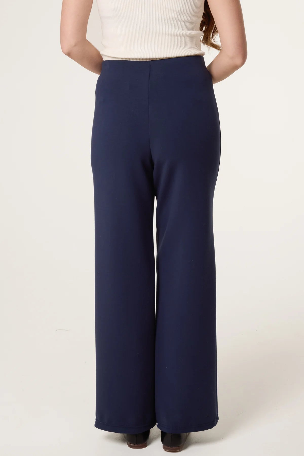 Wide Leg Pin tuck Jersey Trouser