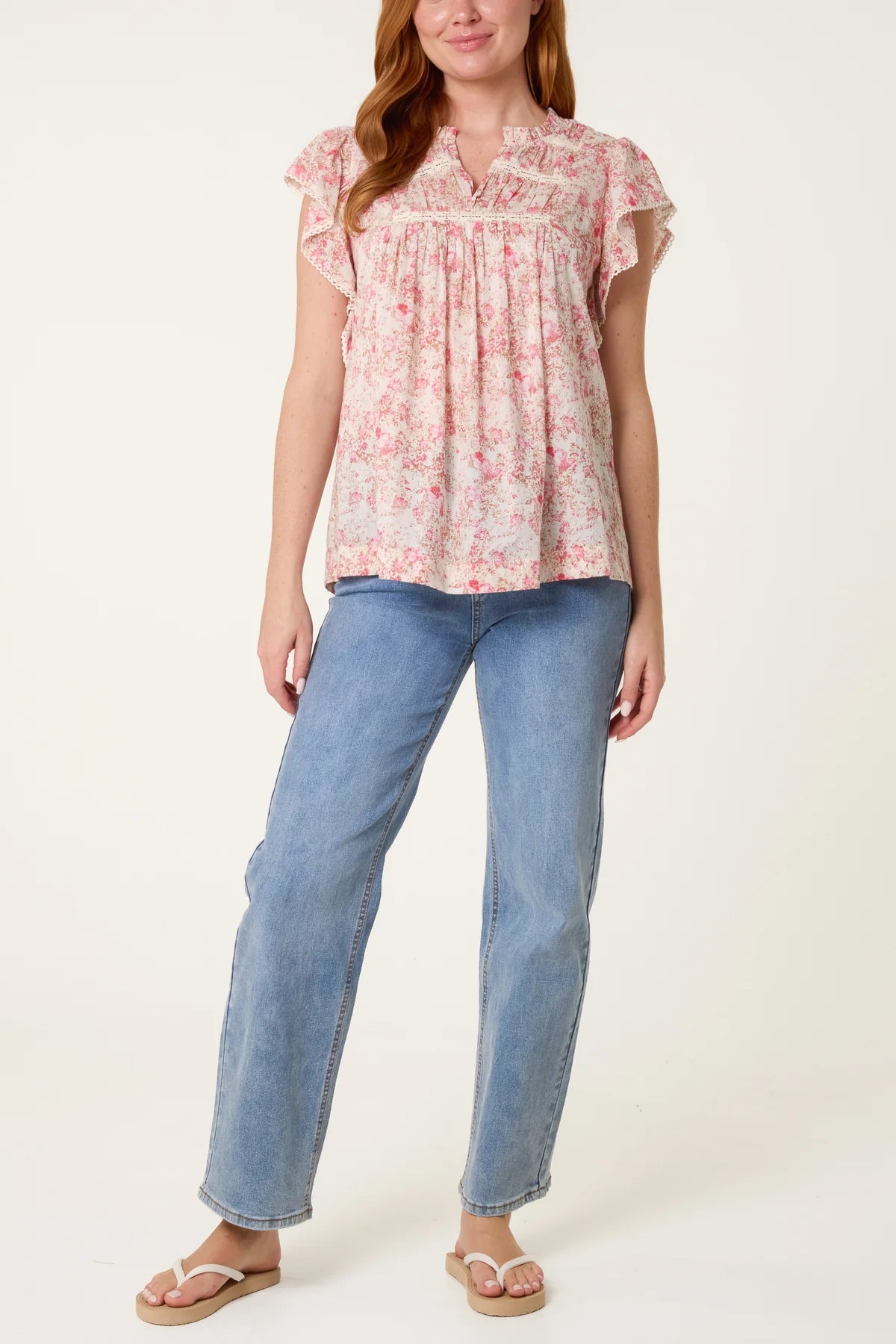 Rosie Boho Ruffle & Lace Smock Top