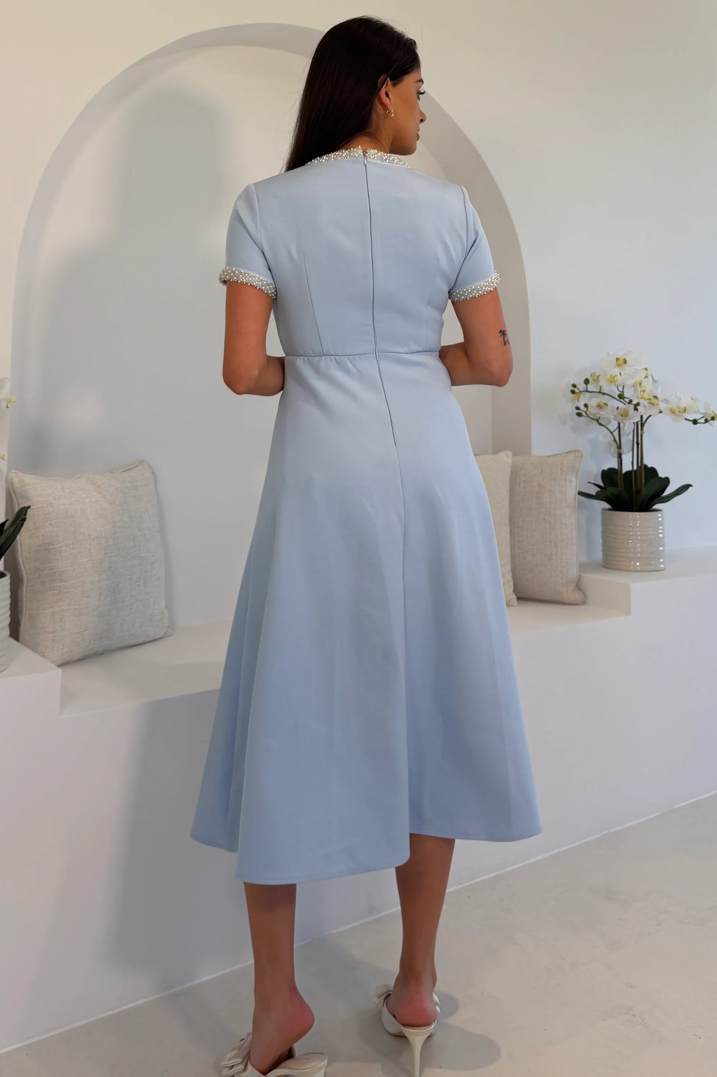 Ashley Beaded Bow Midi Dress