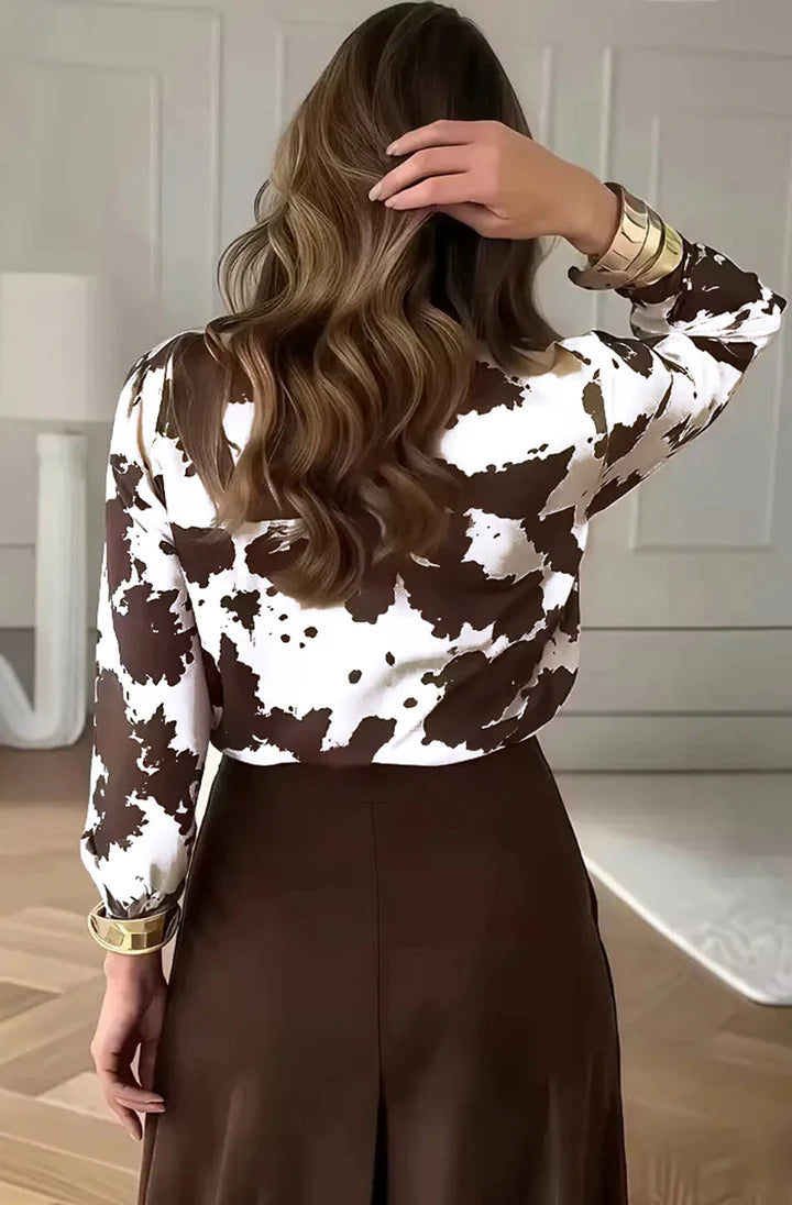 Nerine Animal Print Silky Feel Shirt Blouse