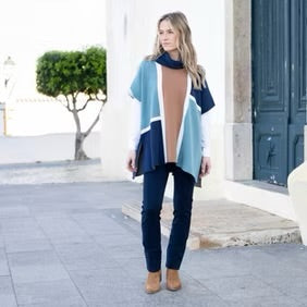 Marble - Colour Block Poncho