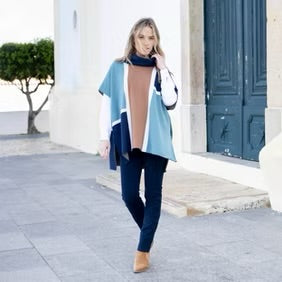 Marble - Colour Block Poncho