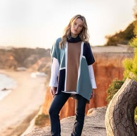 Marble - Colour Block Poncho