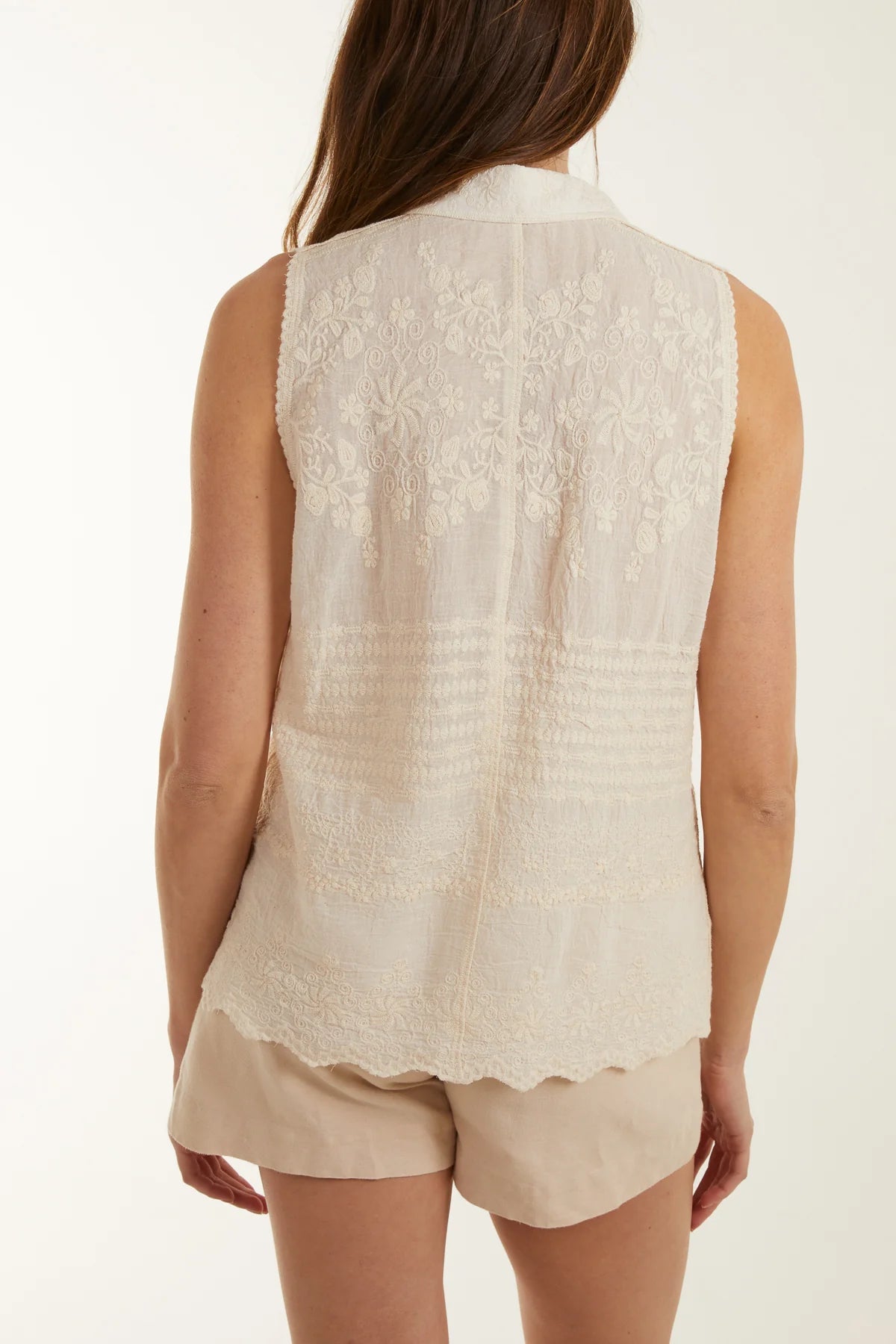 Carly Sleeveless Embroidered Shirt