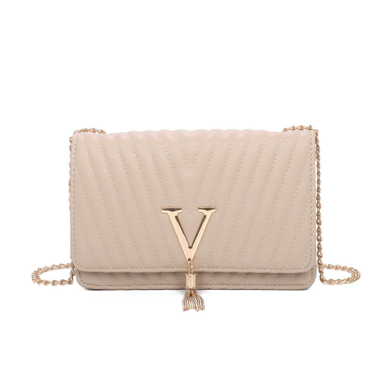 Quilted V Tassel Bag