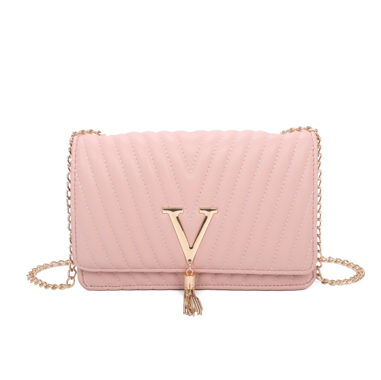 Quilted V Tassel Bag