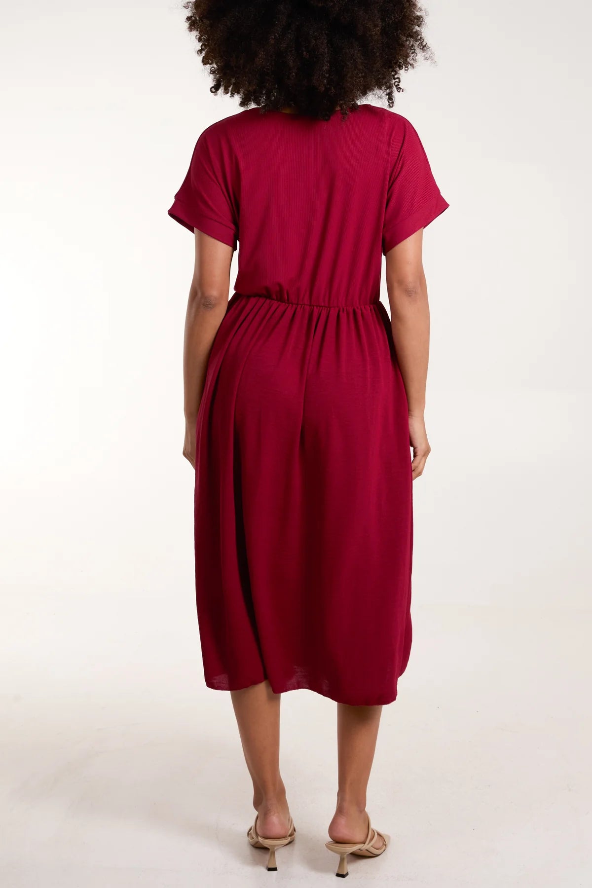 Merlot Elasticated Waist Midi Dress