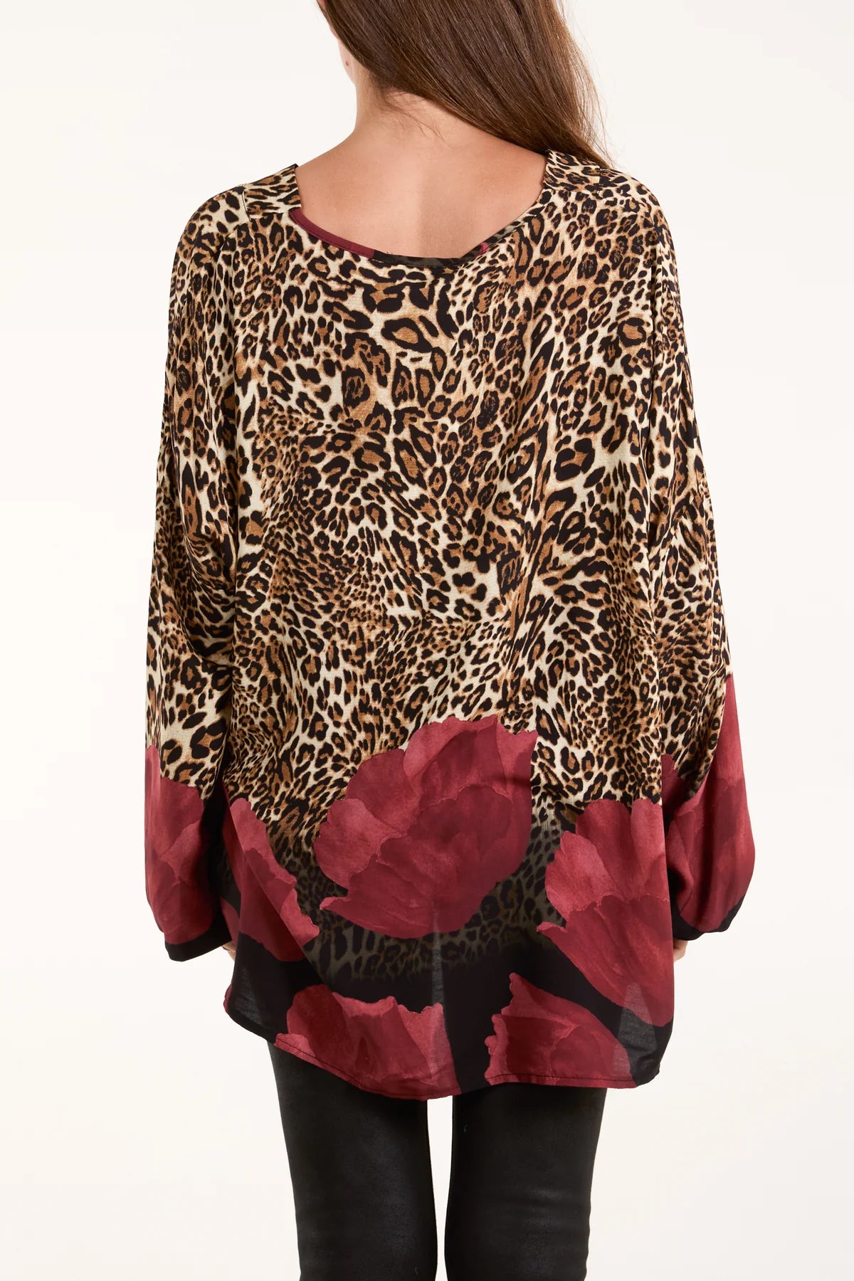 Marnie Leopard & Flower Print Oversize Top