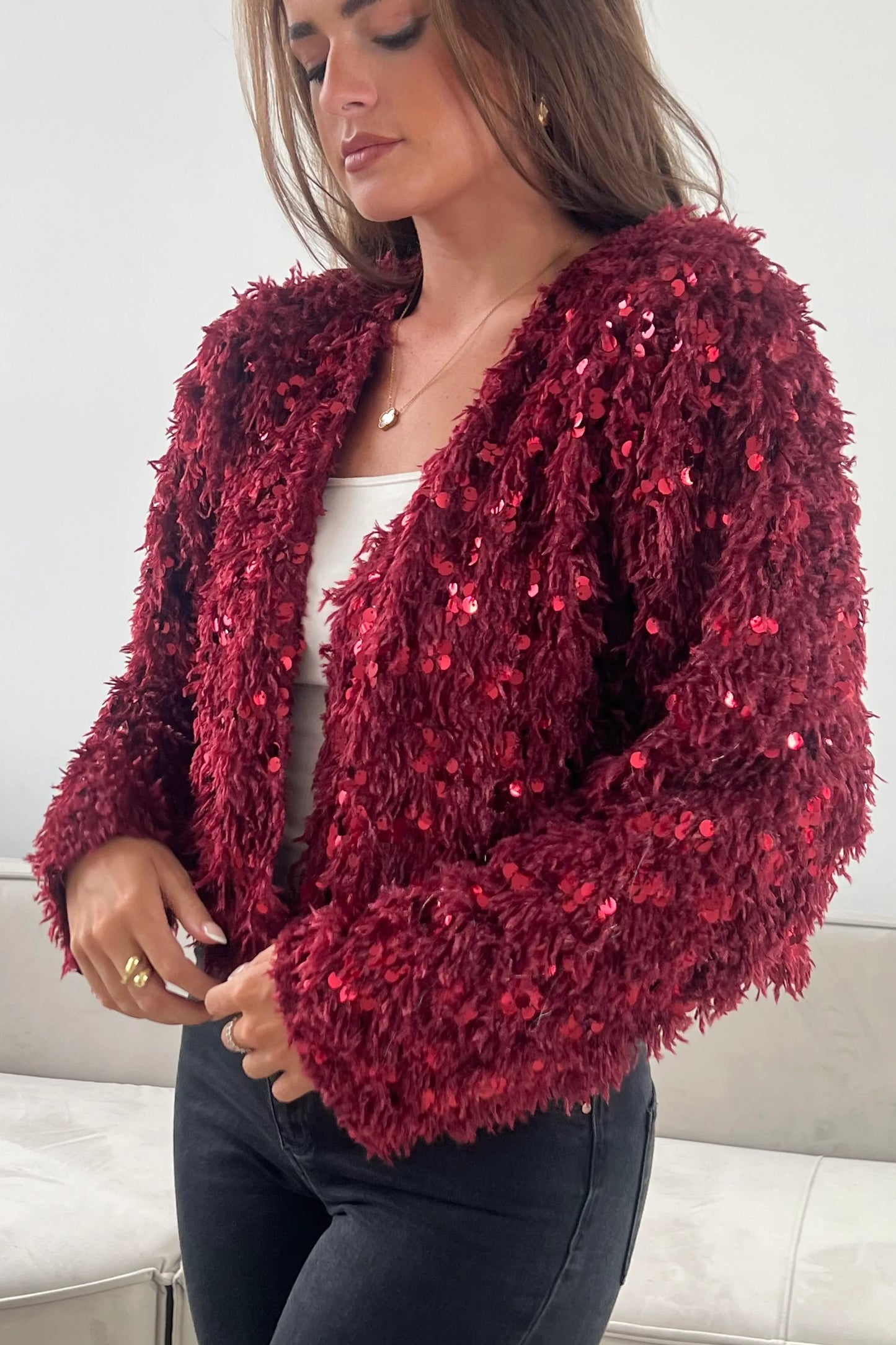 Monroe Sequin Cropped Cardigan
