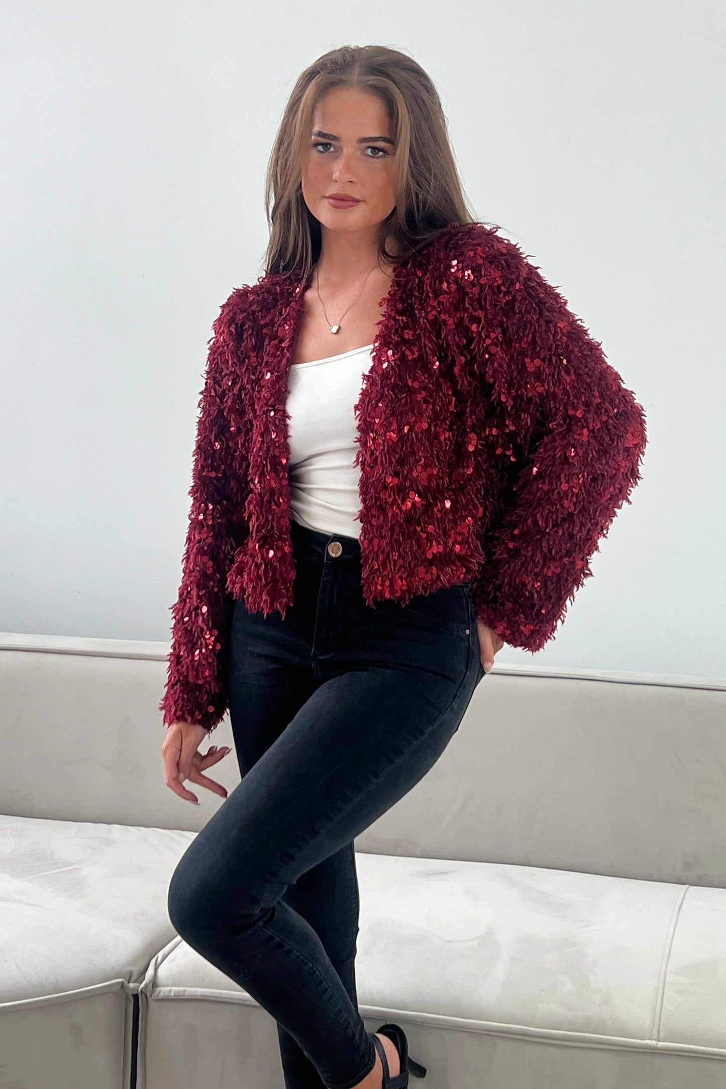 Monroe Sequin Cropped Cardigan