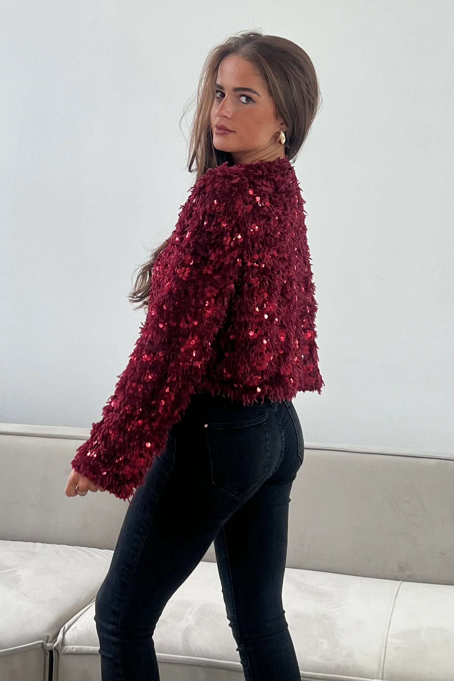 Monroe Sequin Cropped Cardigan
