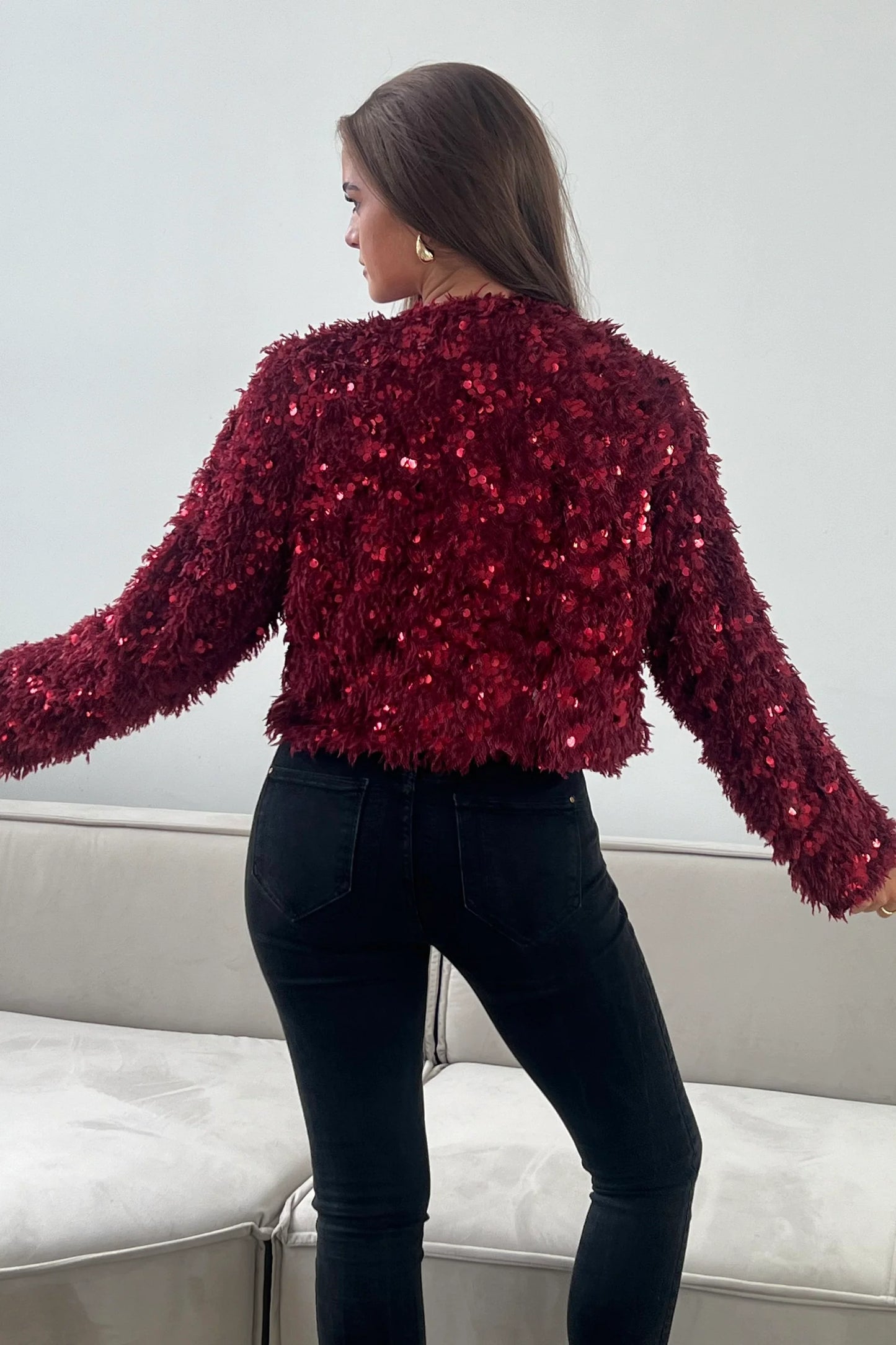 Monroe Sequin Cropped Cardigan