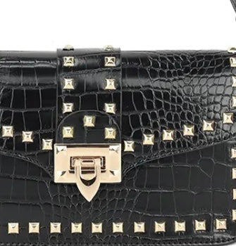 Designer Inspired Mock Croc Studded  Bag
