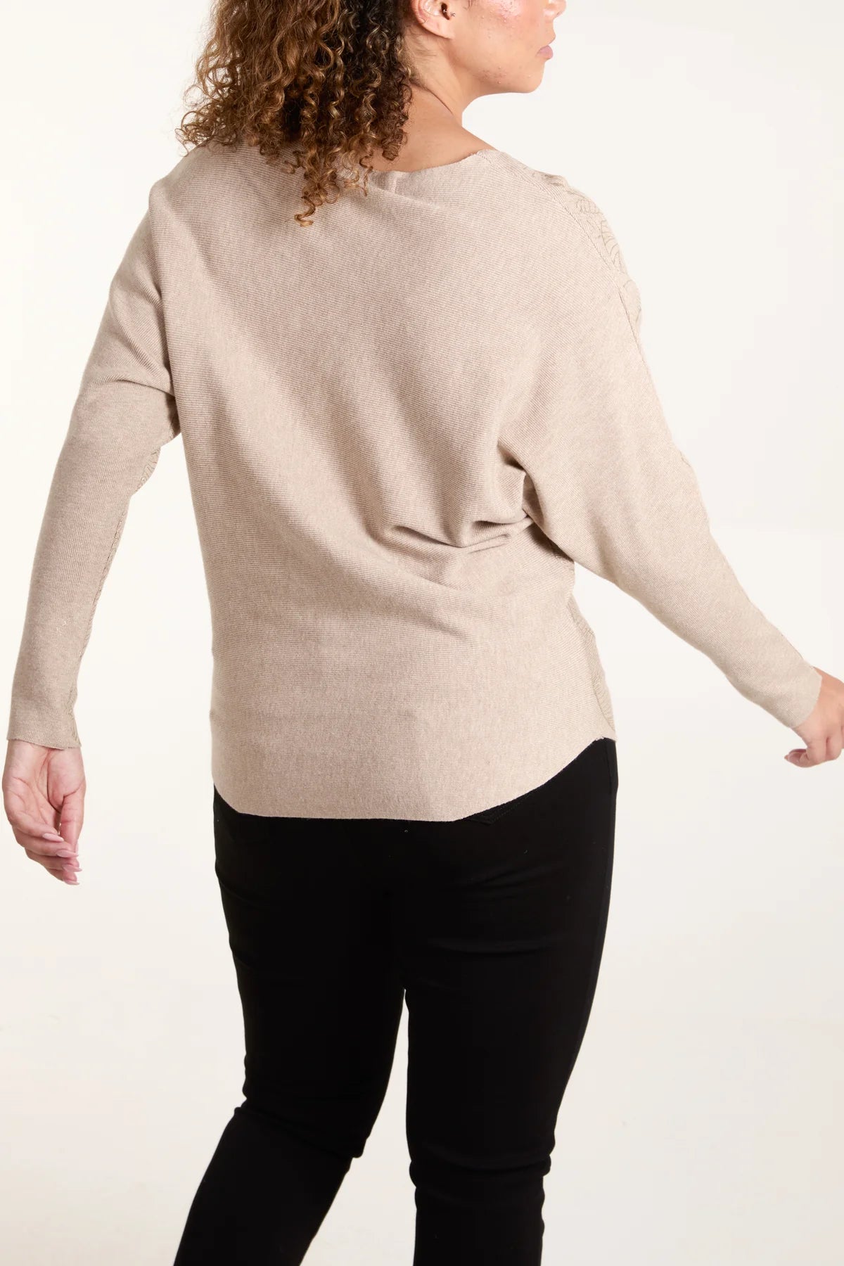 Iona Leaf Foil Print Fine Knit Jumper