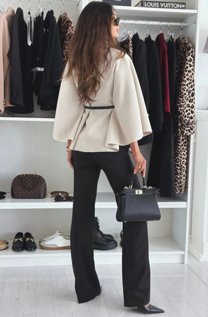 Cherie Flared Belted Poncho