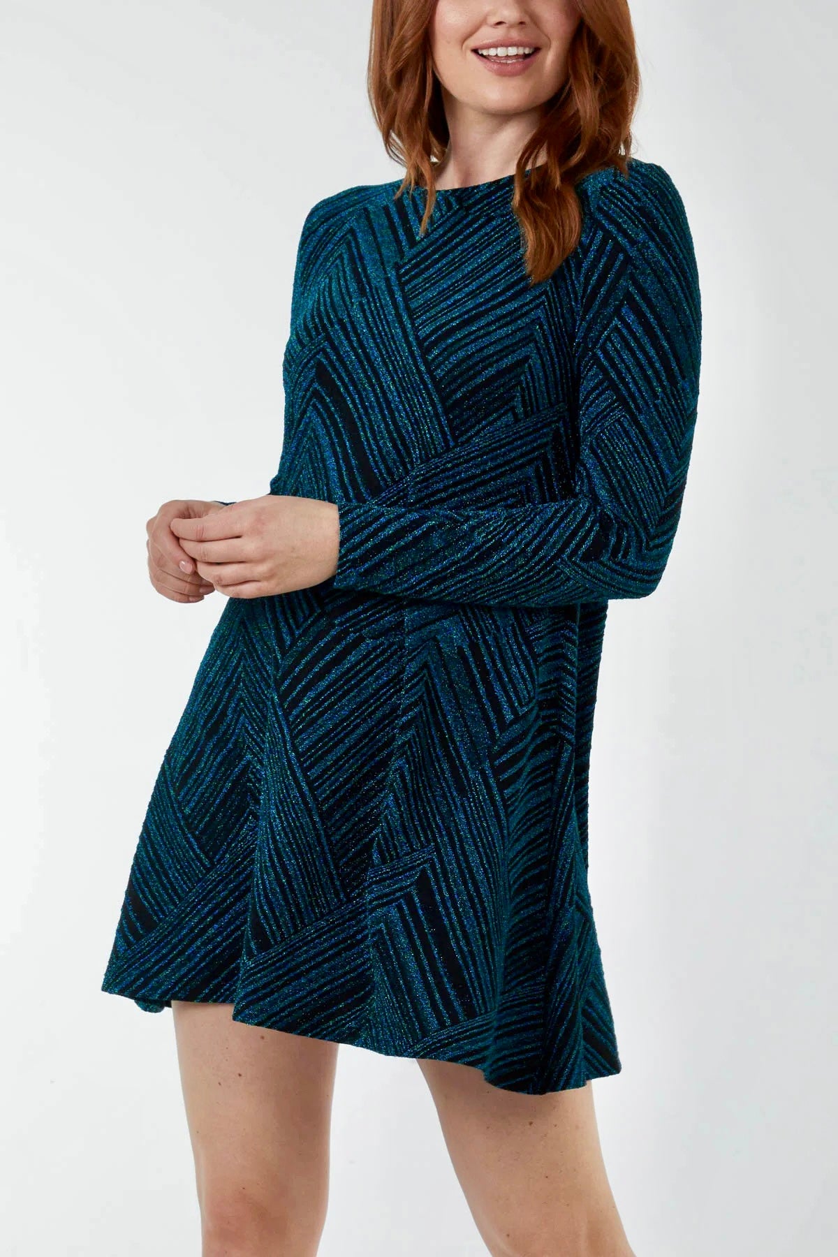 Jazz Glitter Stripe Shift Dress