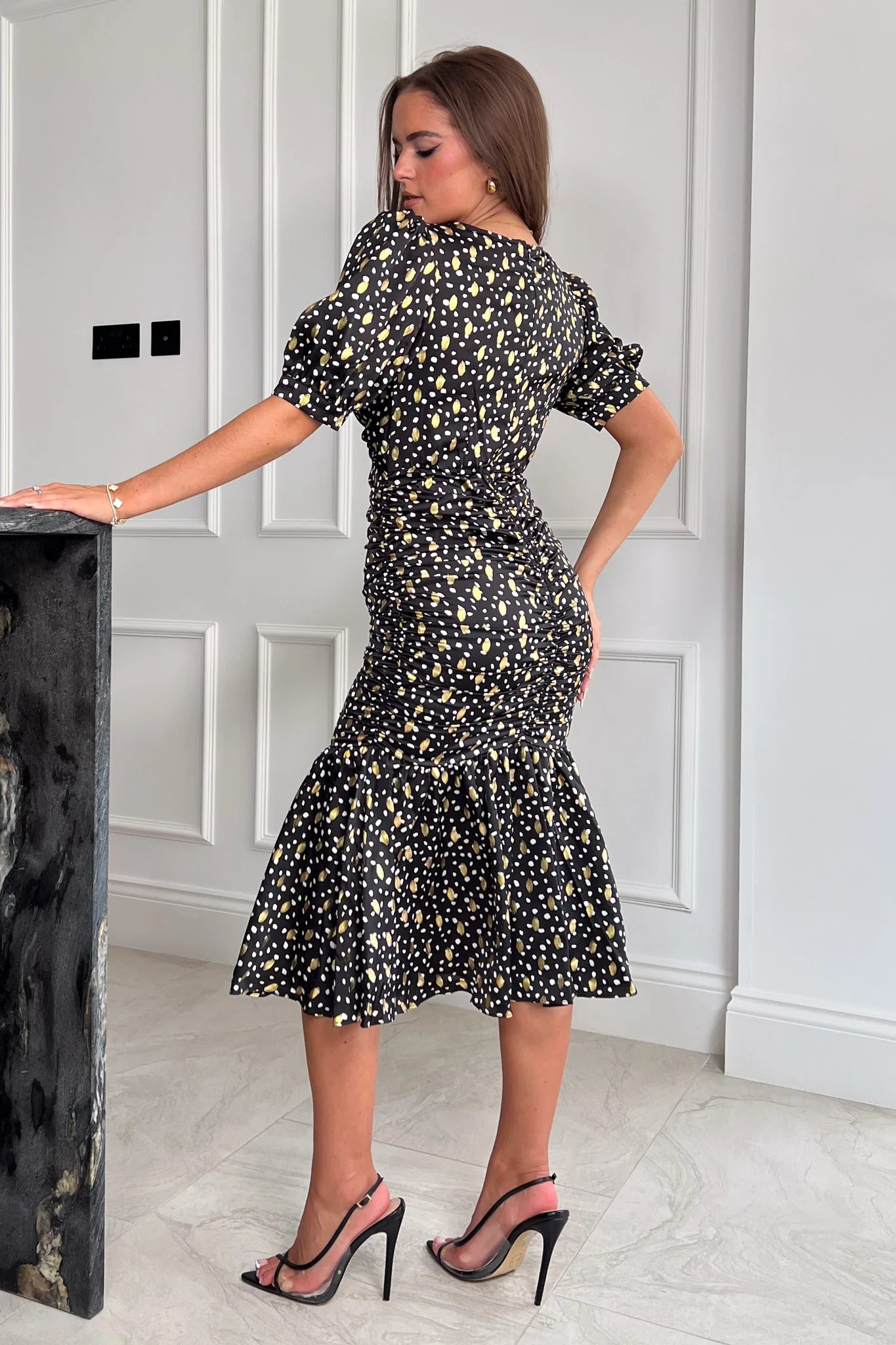 Monroe Black & Gold Foil Dress