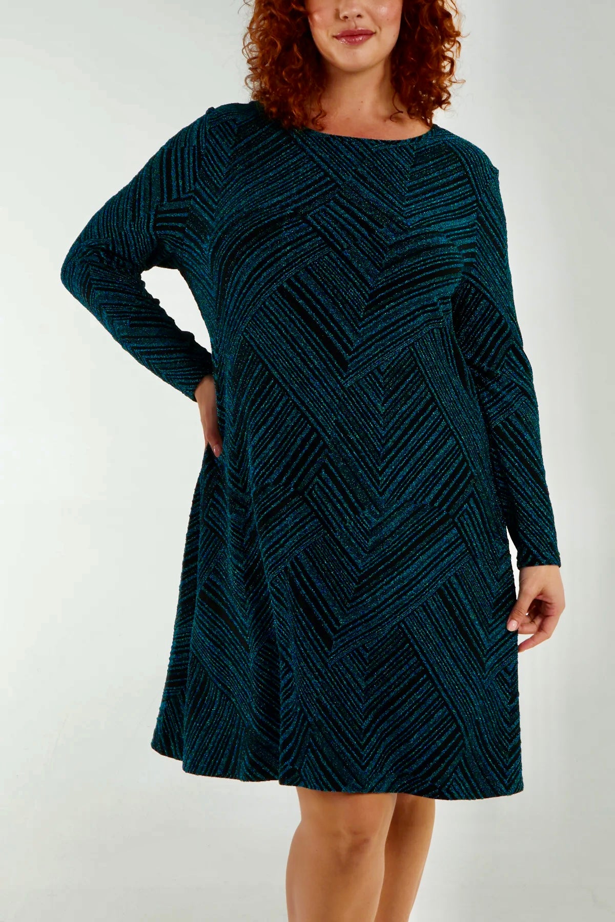 Jazz Glitter Stripe Shift Dress