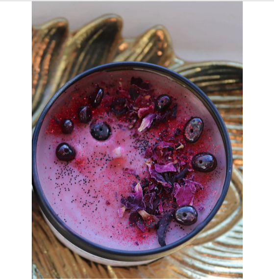 Enchanted Garnet crystal candle/ pomegranate noir