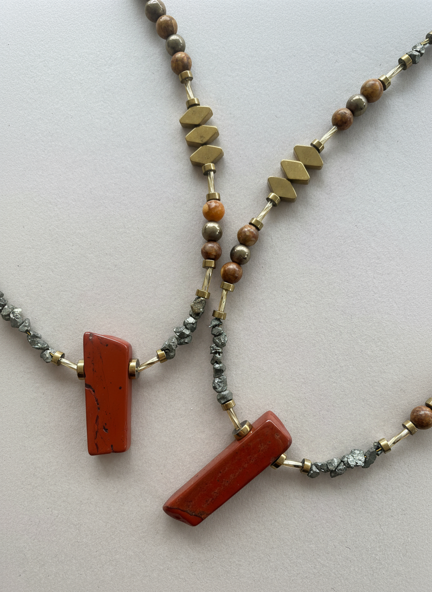 Gist - Red Jasper, Maifan, & Nugget Necklace BDL08