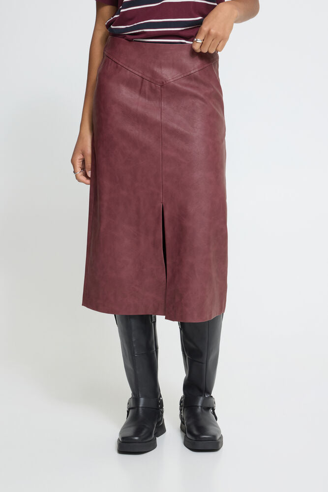 ICHI Kanira Faux Leather Skirt