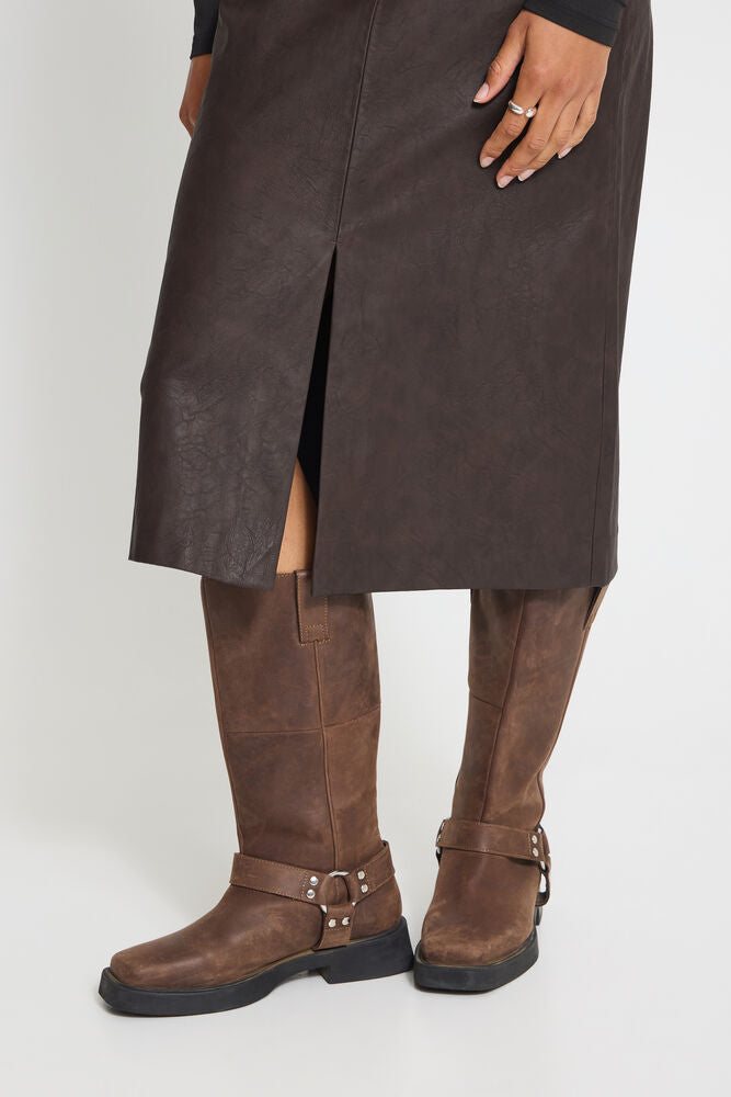 ICHI Kanira Faux Leather Skirt