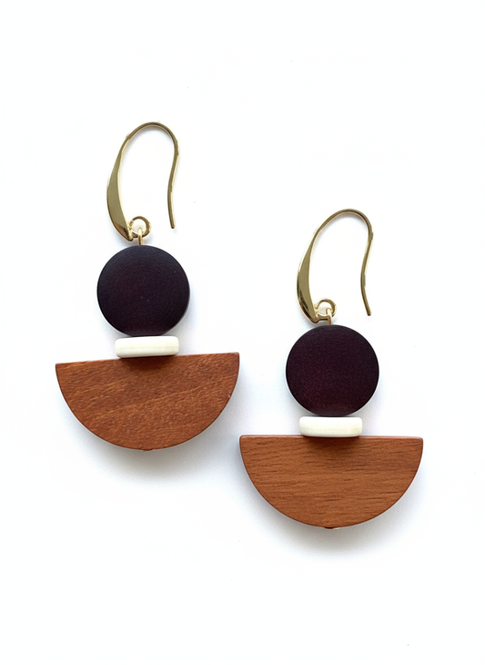 Gist - Chocolate Orange Wooden drop earrings BDLE07