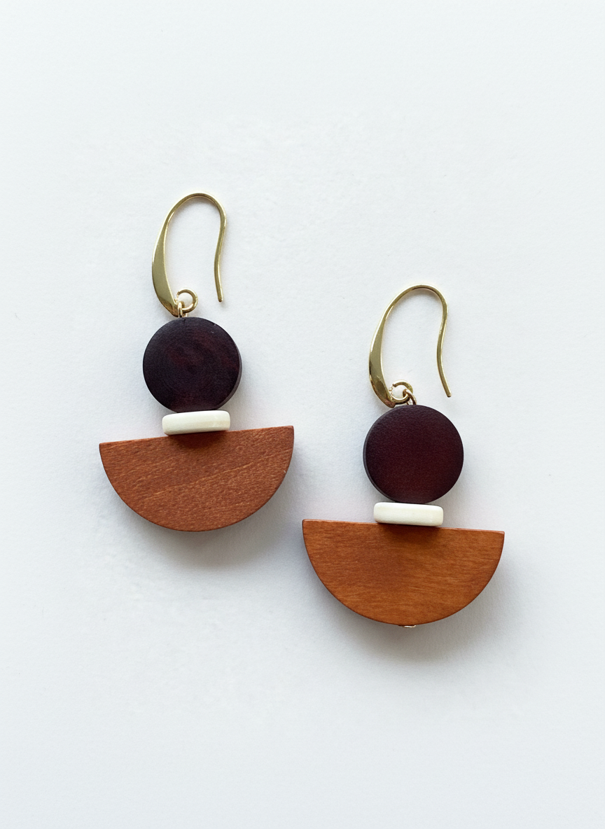 Gist - Chocolate Orange Wooden drop earrings BDLE07