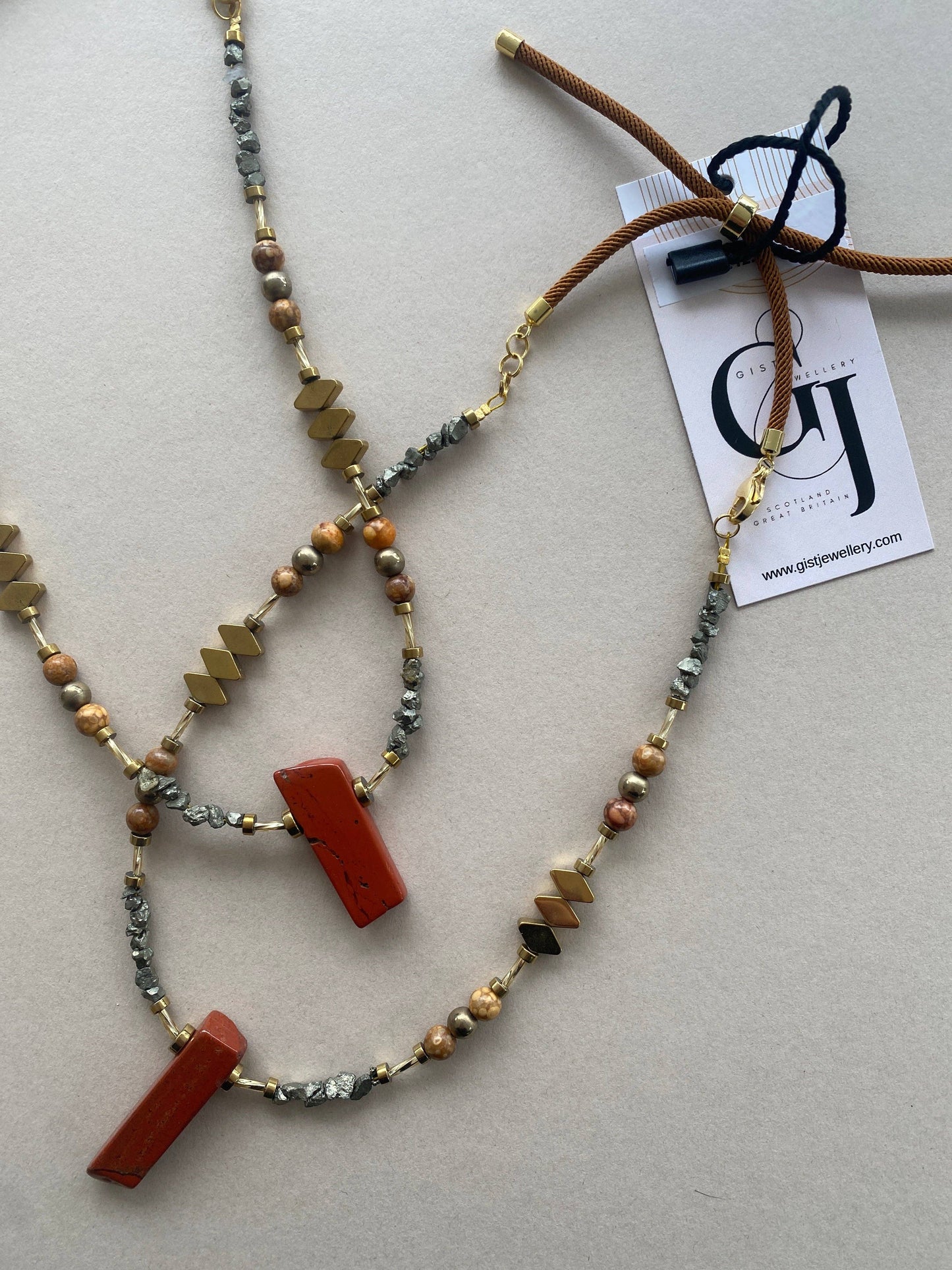 Gist - Red Jasper, Maifan, & Nugget Necklace BDL08