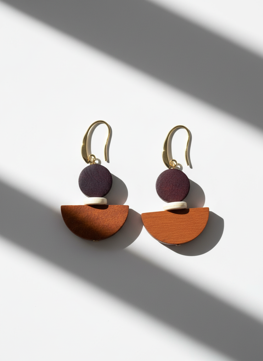 Gist - Chocolate Orange Wooden drop earrings BDLE07