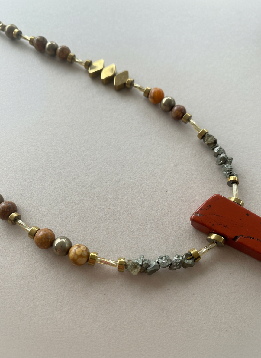 Gist - Red Jasper, Maifan, & Nugget Necklace BDL08