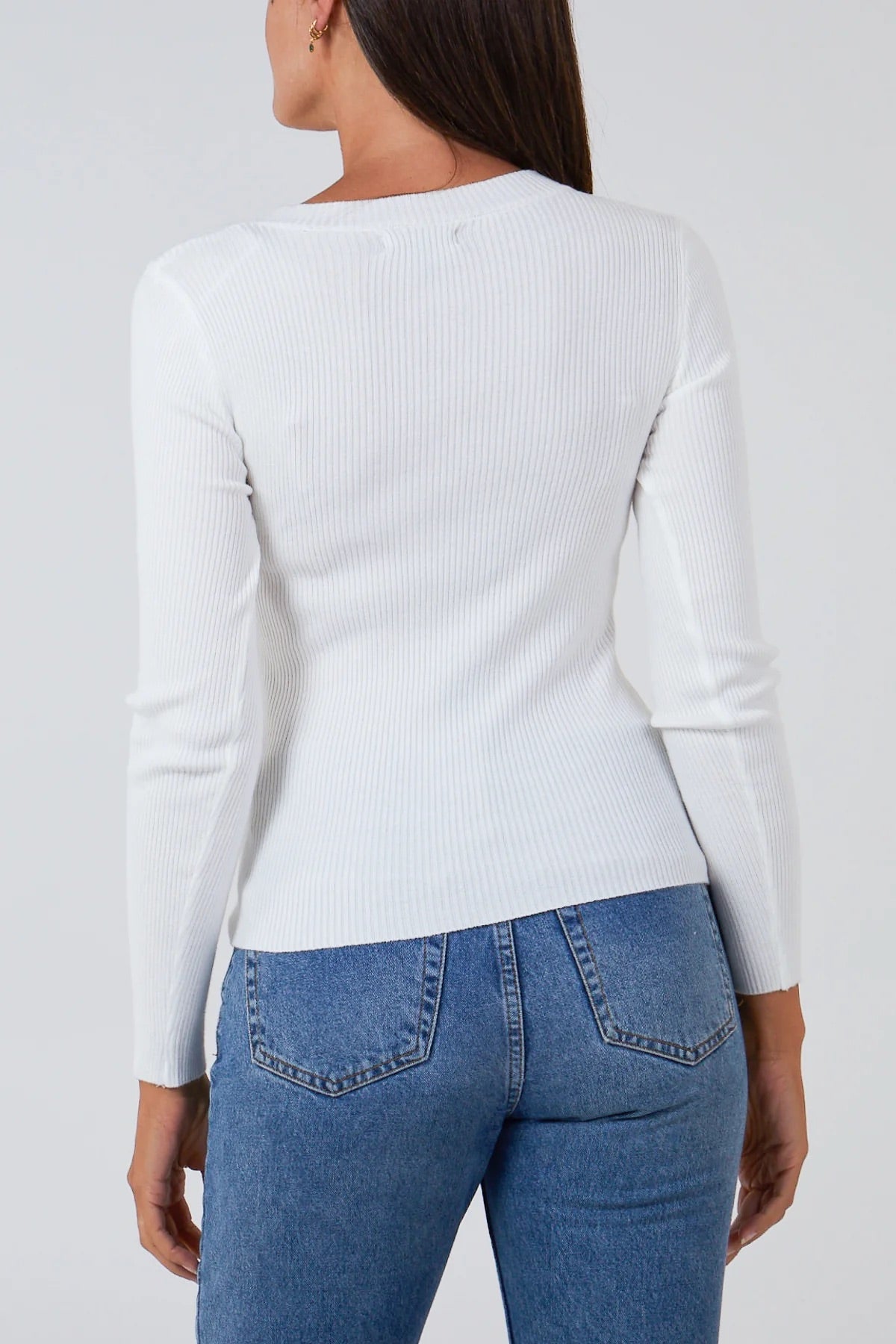 Krystel Crossover Jewel Button Top