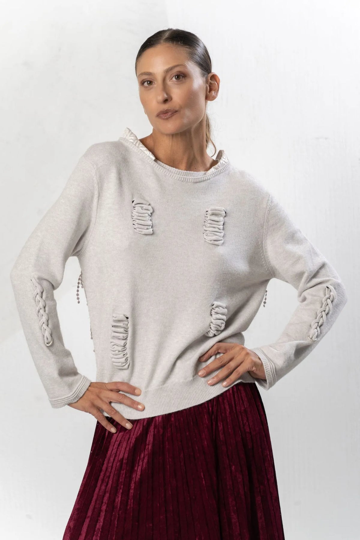 Elisa Cavaletti Sweater with Ruffled