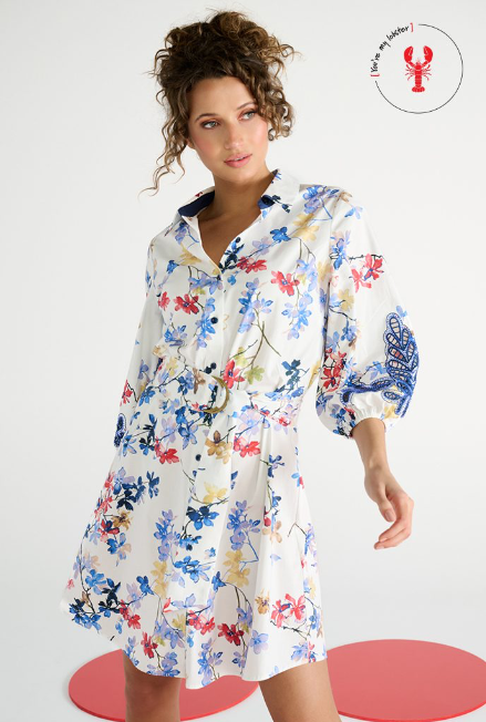 K.Design Floral Dress with Beaded Sleeve Embellishment