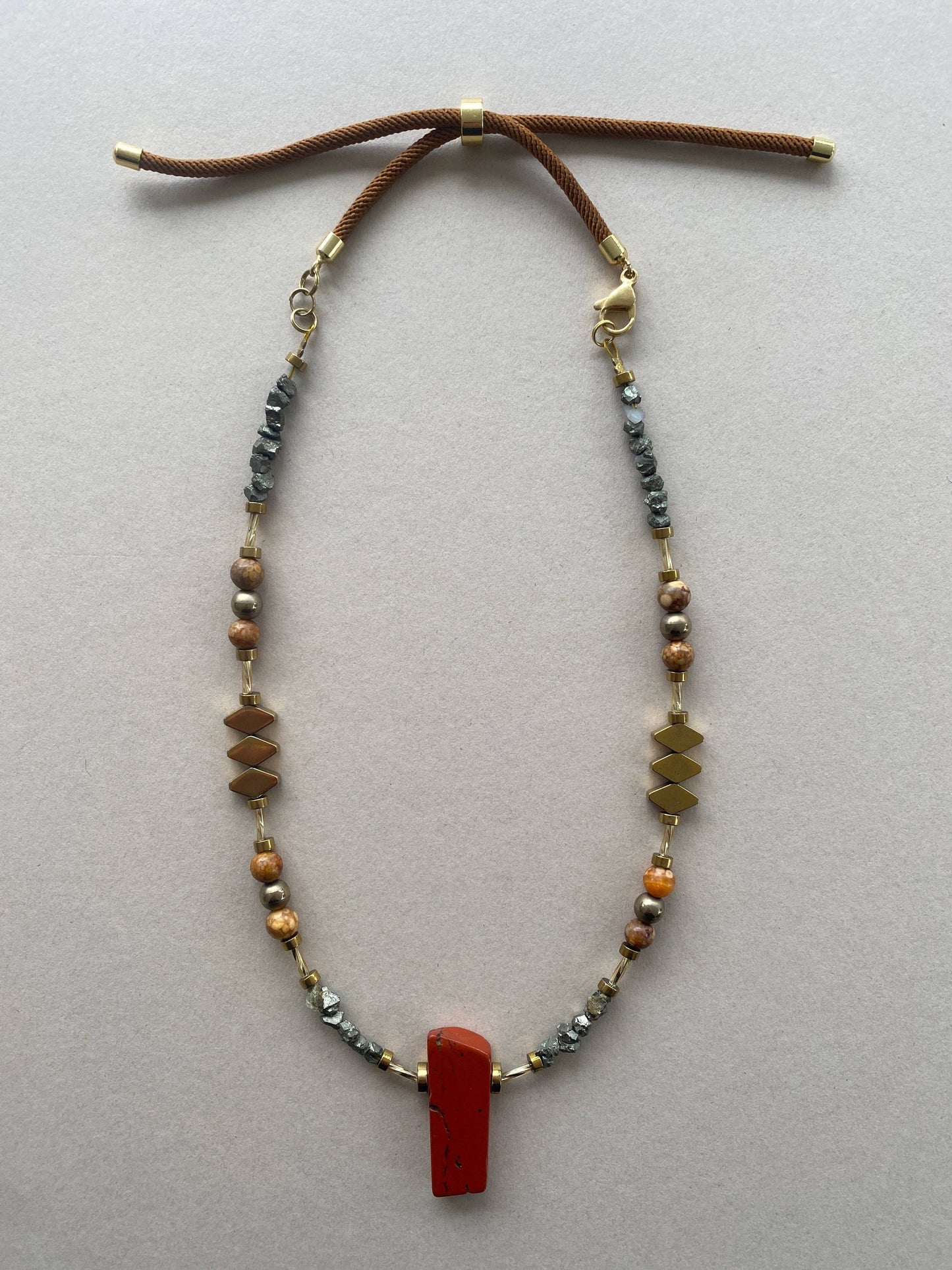 Gist - Red Jasper, Maifan, & Nugget Necklace BDL08