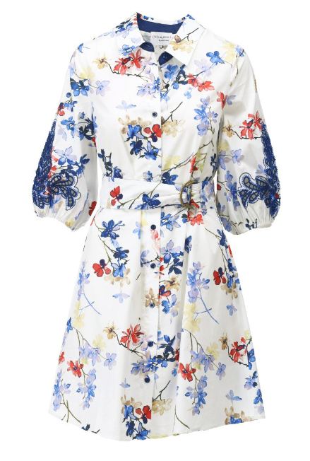 K.Design Floral Dress with Beaded Sleeve Embellishment