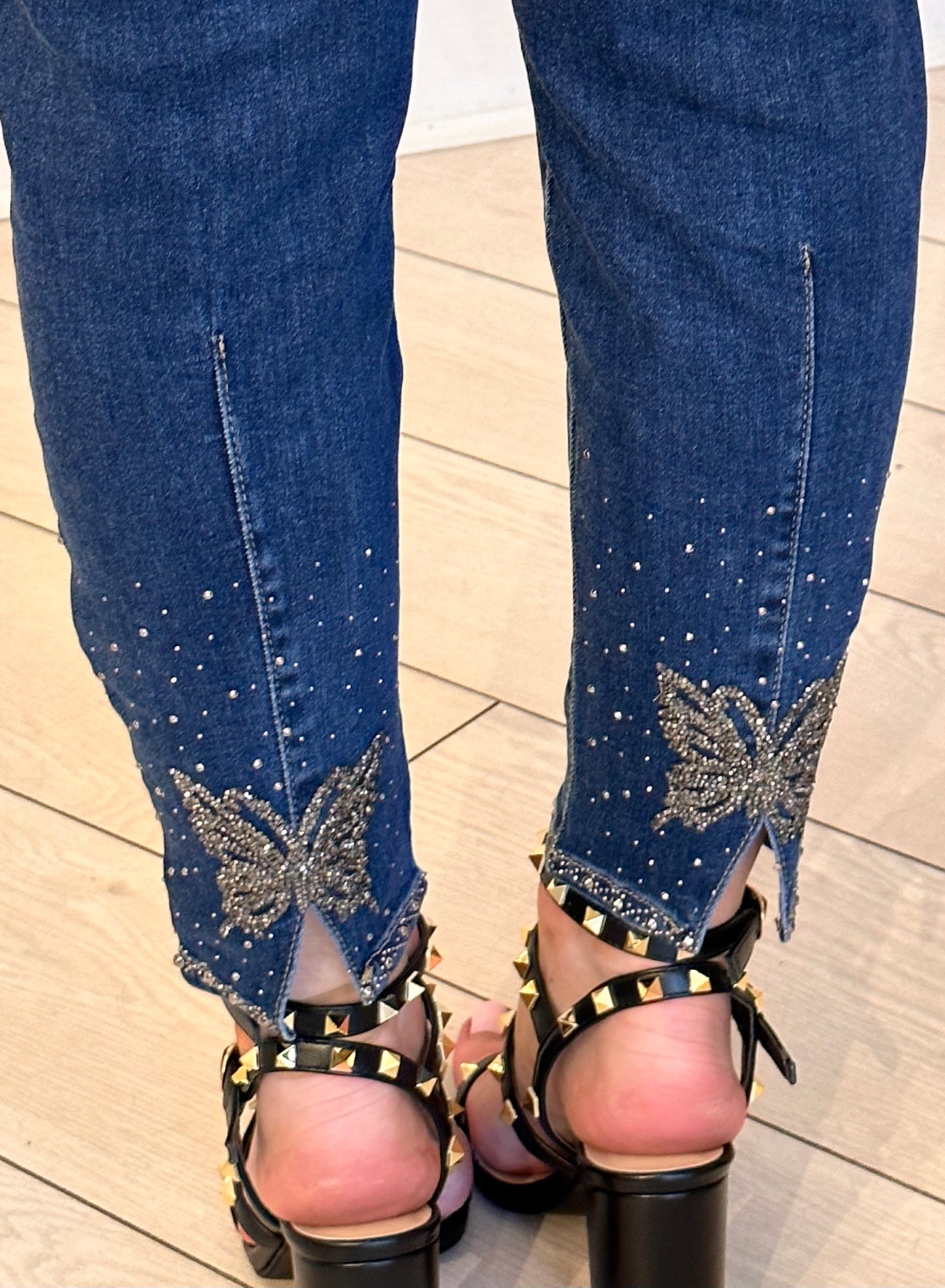 Diva Butterfly Diamanté Embellished Jeans