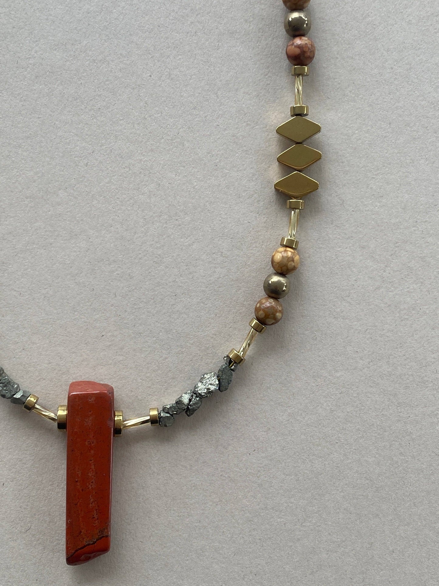 Gist - Red Jasper, Maifan, & Nugget Necklace BDL08