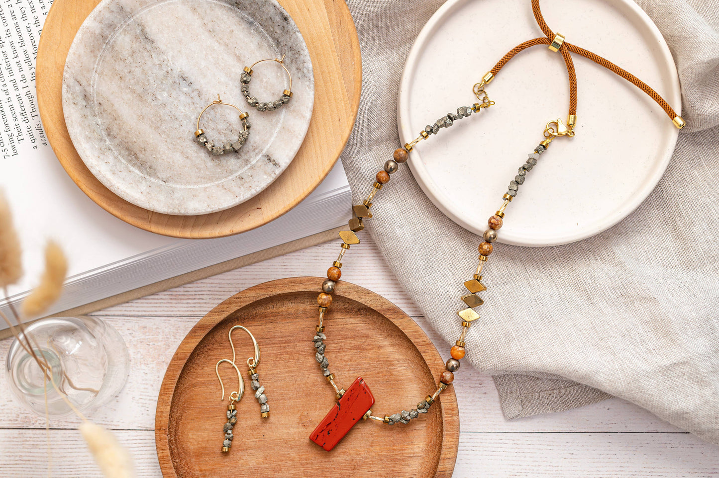 Gist - Red Jasper, Maifan, & Nugget Necklace BDL08