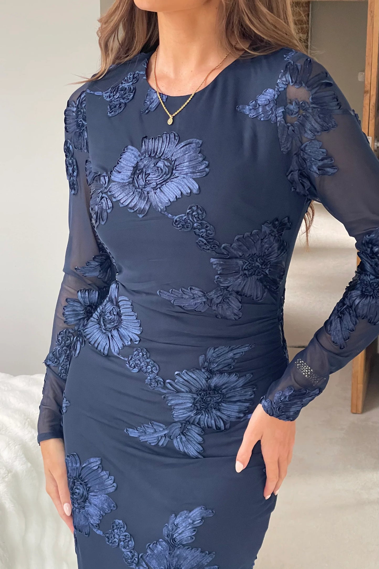Caitlyn Mesh Midi Dress