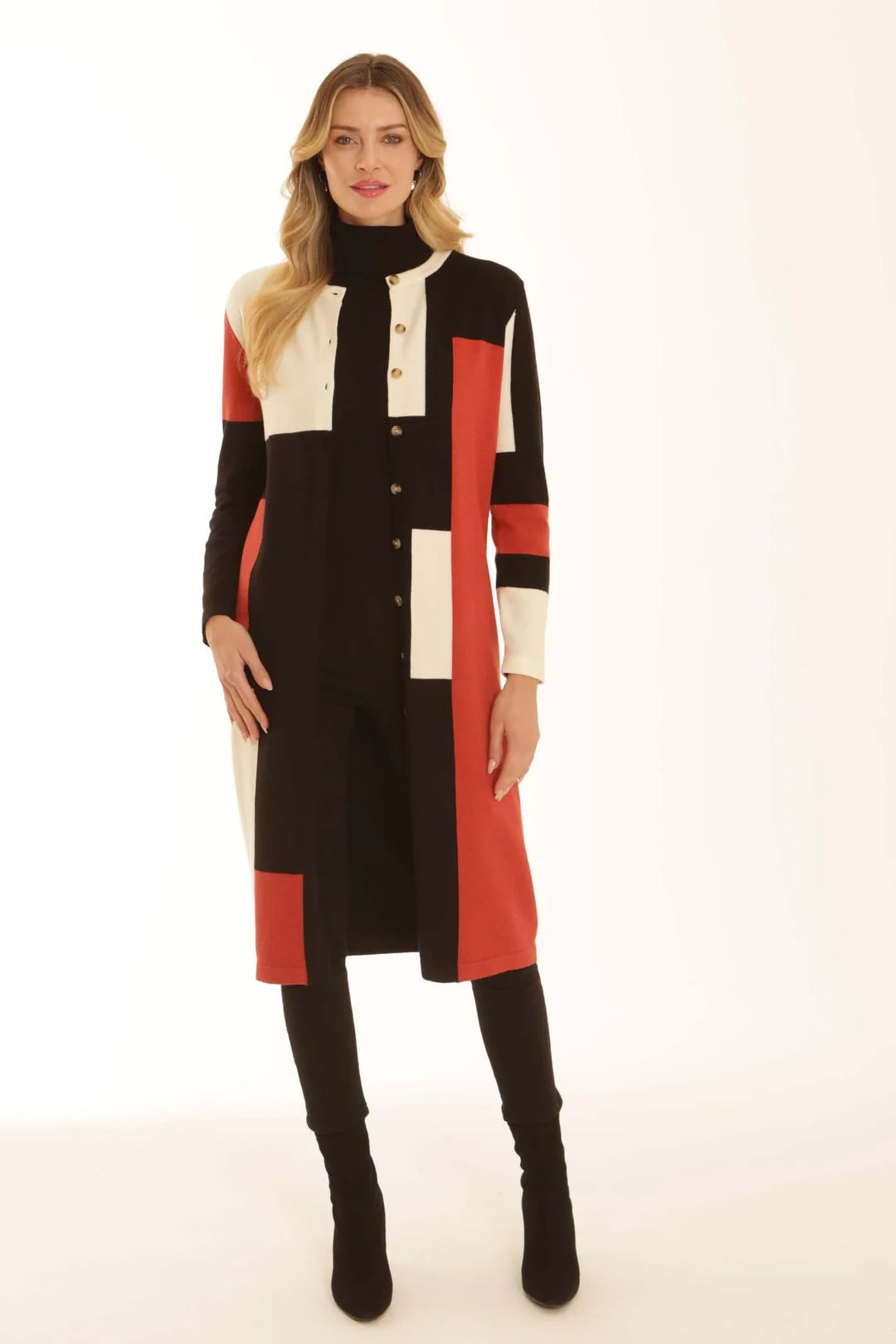 Pomodoro Long Colour Block Cardigan