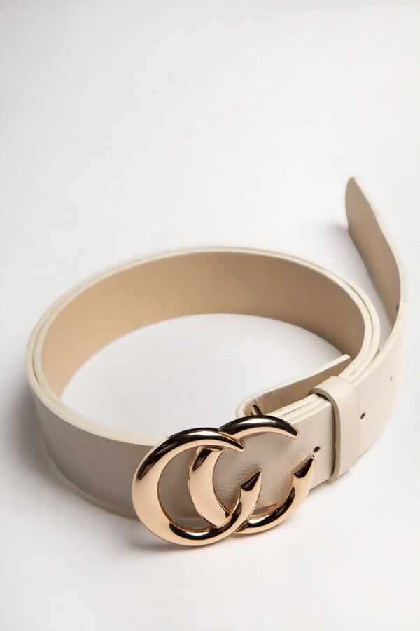 CC Buckle Faux Leather Belt