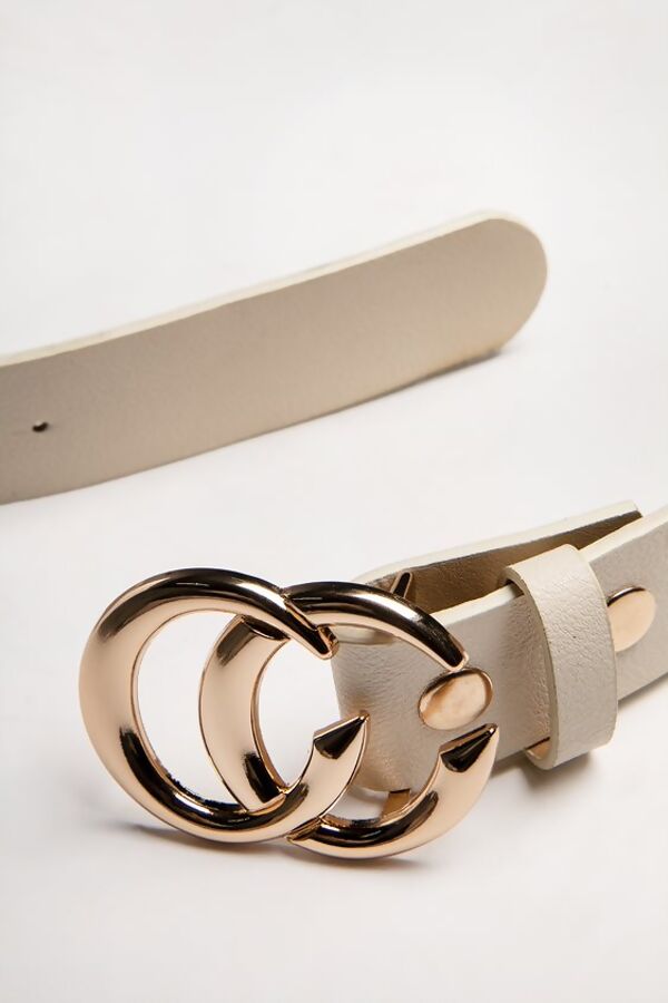 CC Buckle Faux Leather Belt