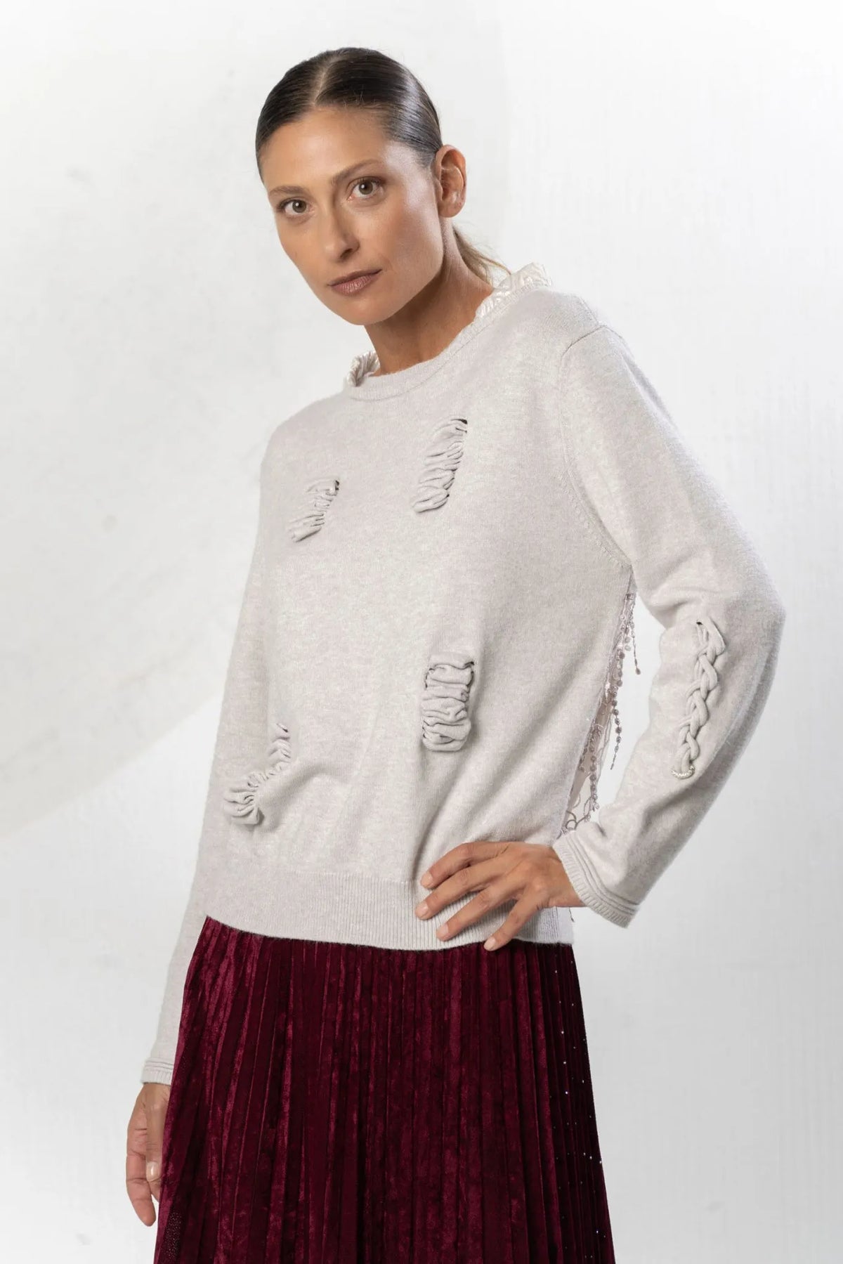 Elisa Cavaletti Sweater with Ruffled