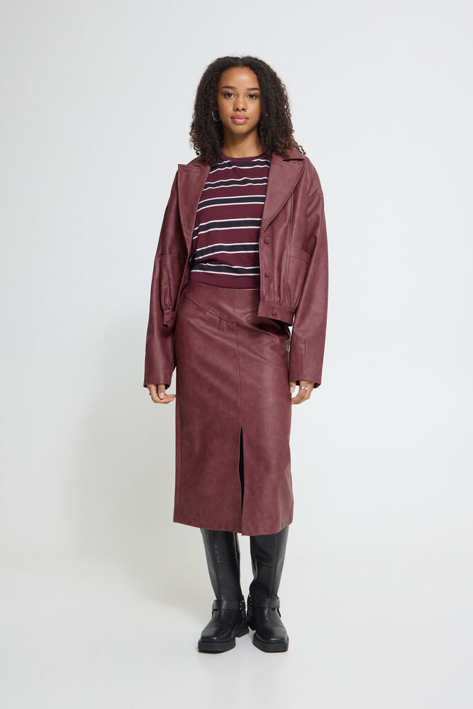 ICHI Kanira Faux Leather Skirt