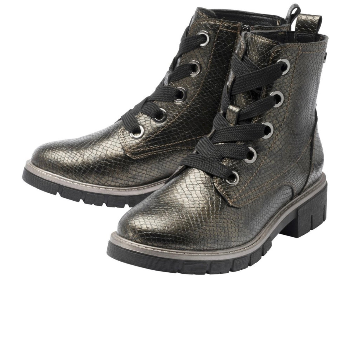 Lotus Jojo Bronze Lizard Print Ankle Boots