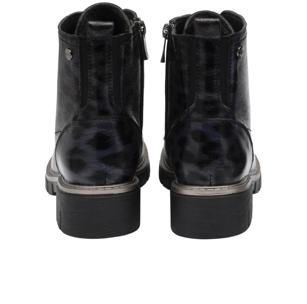 Lotus Jojo Navy Leopard Print Ankle Boots