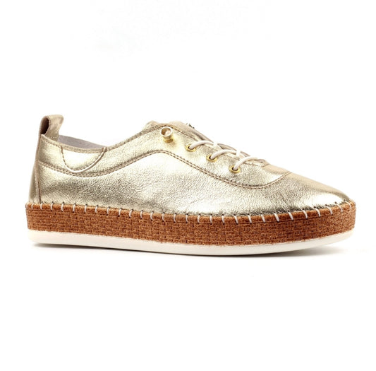 Lunar Evette Gold Leather Plimsole